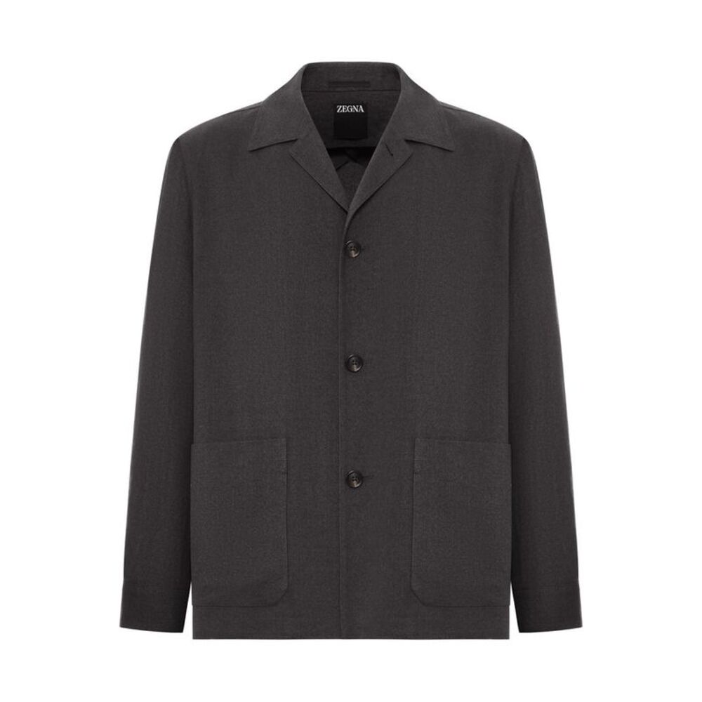 Zegna Men Wool And Linen Mix Jacket With Patched Pockets